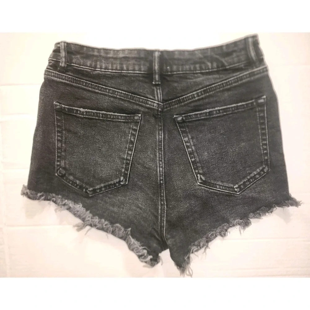 Zara Black Frayed Jean Shorts,  Size 6